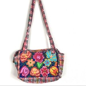 Vintage Embroidered Handbag Colorful Floral Style